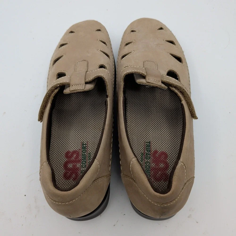 SAS Roamer Women 8 Taupe Leather Comfort Mary Jane Walking Shoes Made in USA